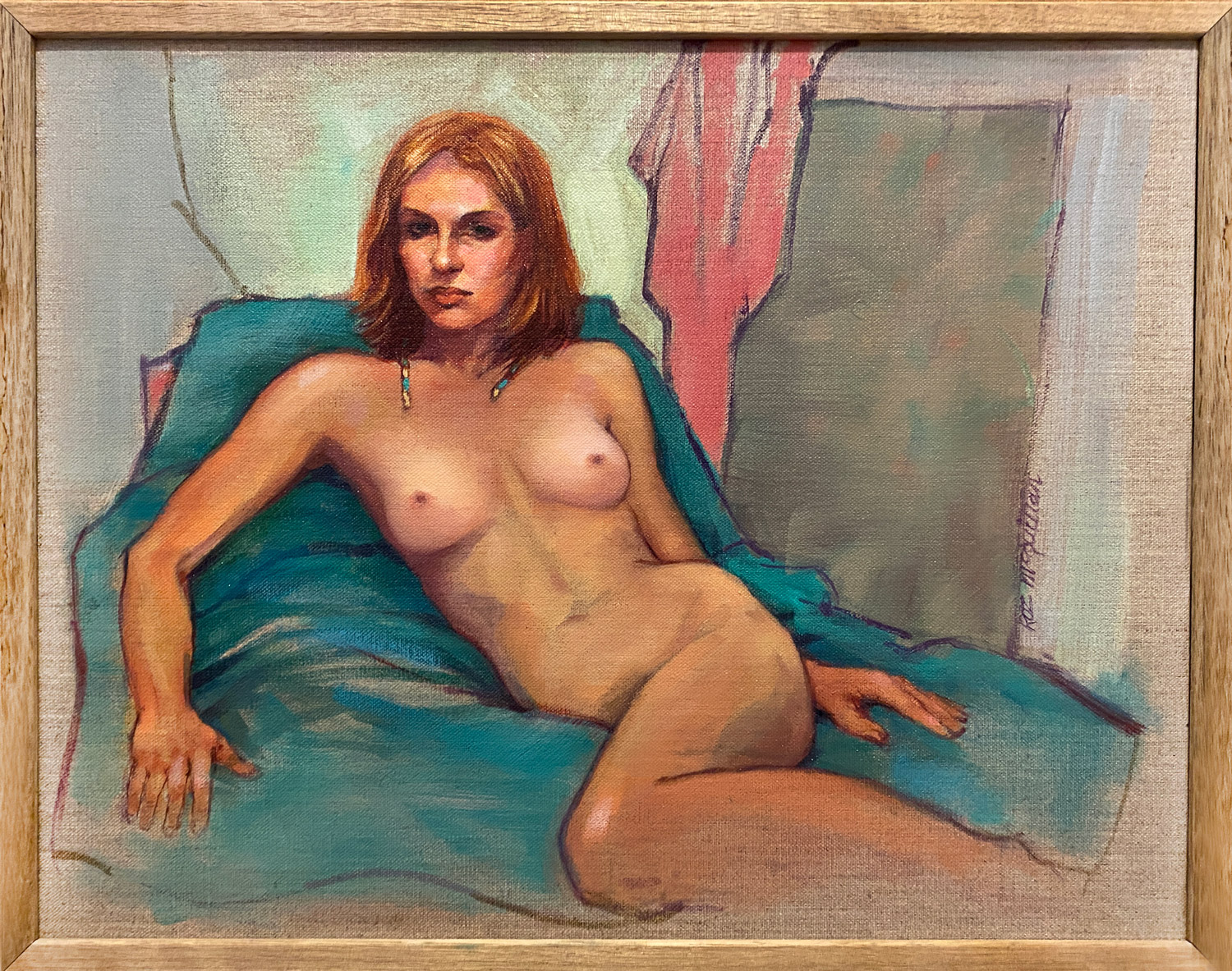 Lara - Female Nude on Turquoise